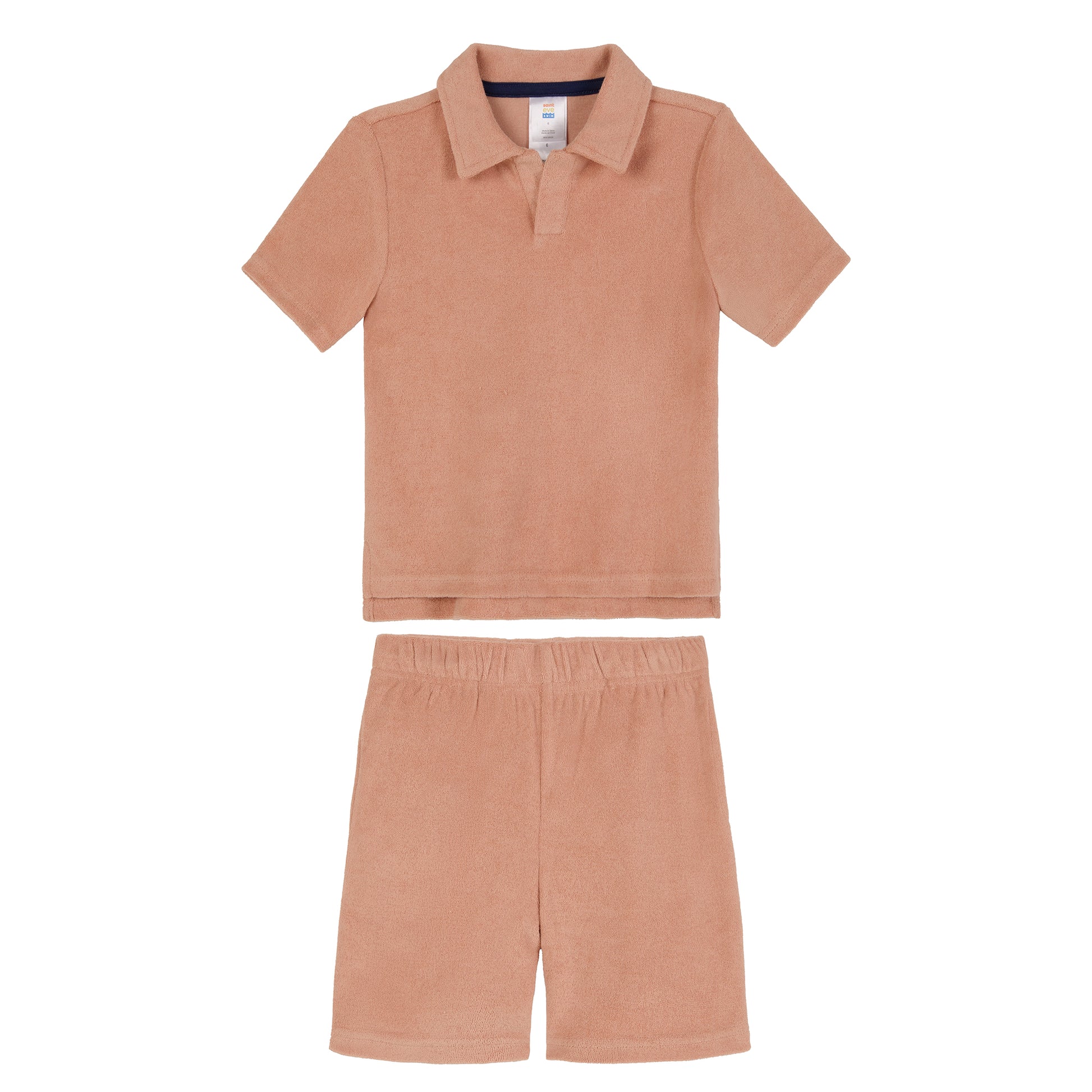 Georgia Peach;@A Boys' Terry Polo Short Set in Georgia Peach
