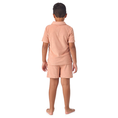 Georgia Peach;@A Boys' Terry Polo Short Set in Georgia Peach
