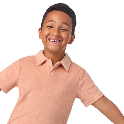 Georgia Peach;@A Boys' Terry Polo Short Set in Georgia Peach
