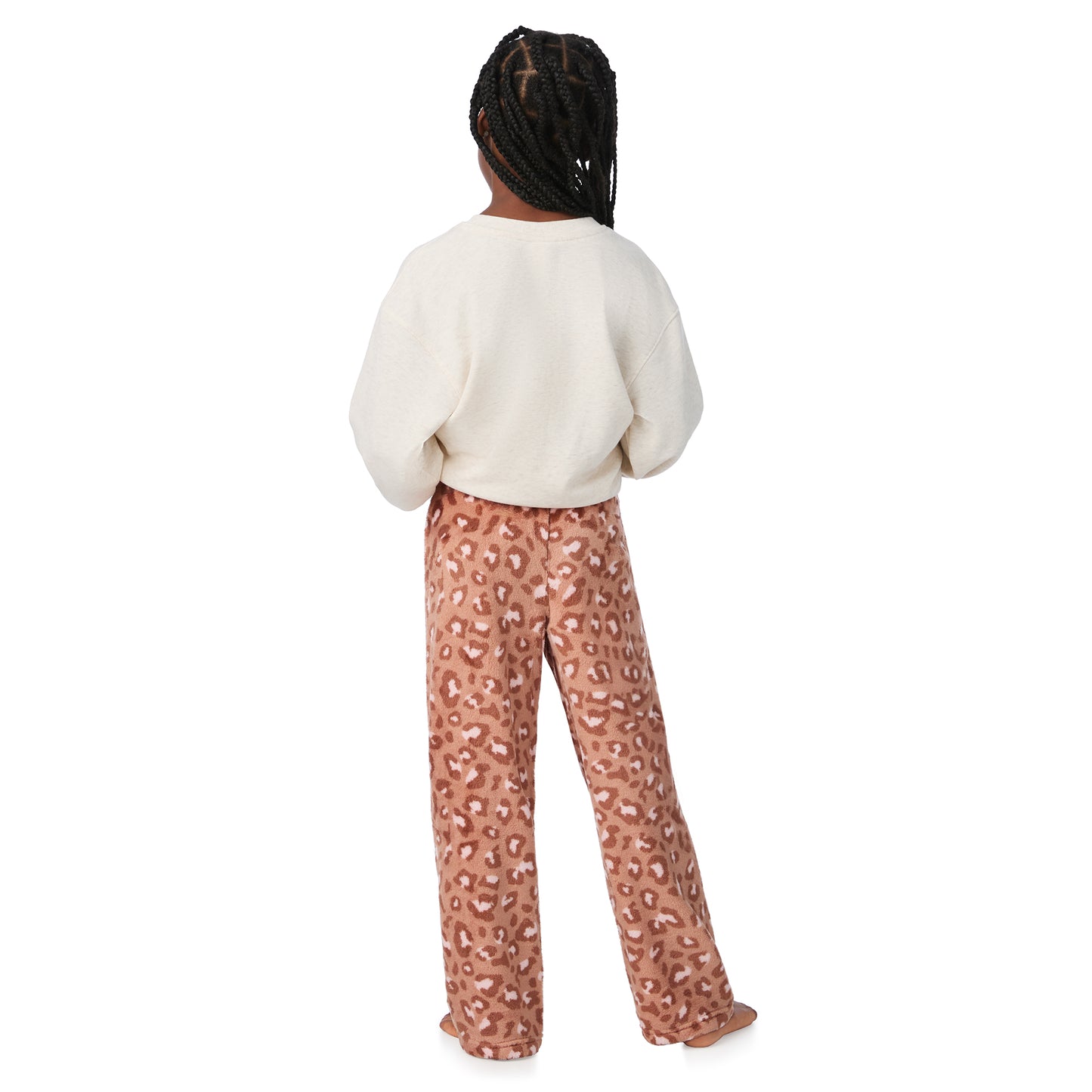 Lovely Leopard Blush;@A girl wearing 2 Pack Fuzzy Pj Pants 