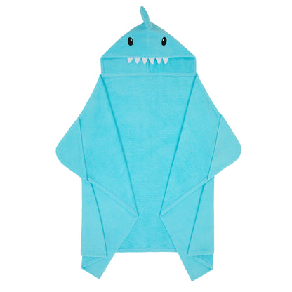 Fin-tastic Aqua & Seaweed Green;@A 2 Pack Hooded Shark Towels in Fin-tastic Aqua & Seaweed Green
