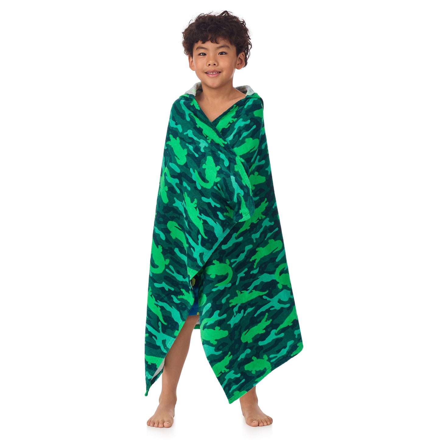 Gator Grove Green;@A boy wearing Character Hooded Towels in Gator Grove Green
