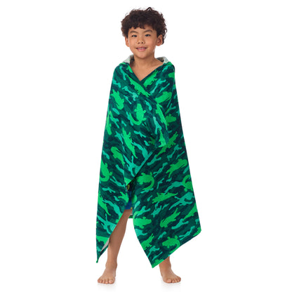 Gator Grove Green;@A boy wearing Character Hooded Towels in Gator Grove Green
