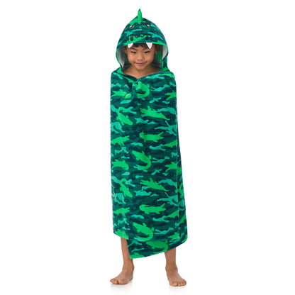 Gator Grove Green;@A boy wearing Character Hooded Towels in Gator Grove Green
