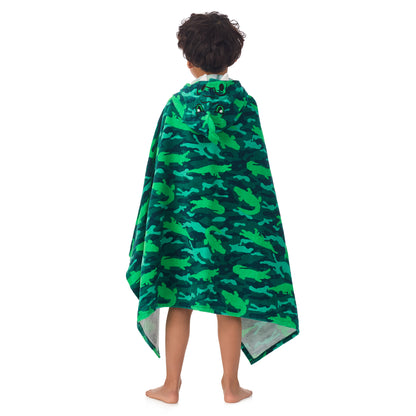 Gator Grove Green;@A boy wearing Character Hooded Towels in Gator Grove Green
