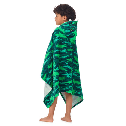 Gator Grove Green;@A boy wearing Character Hooded Towels in Gator Grove Green
