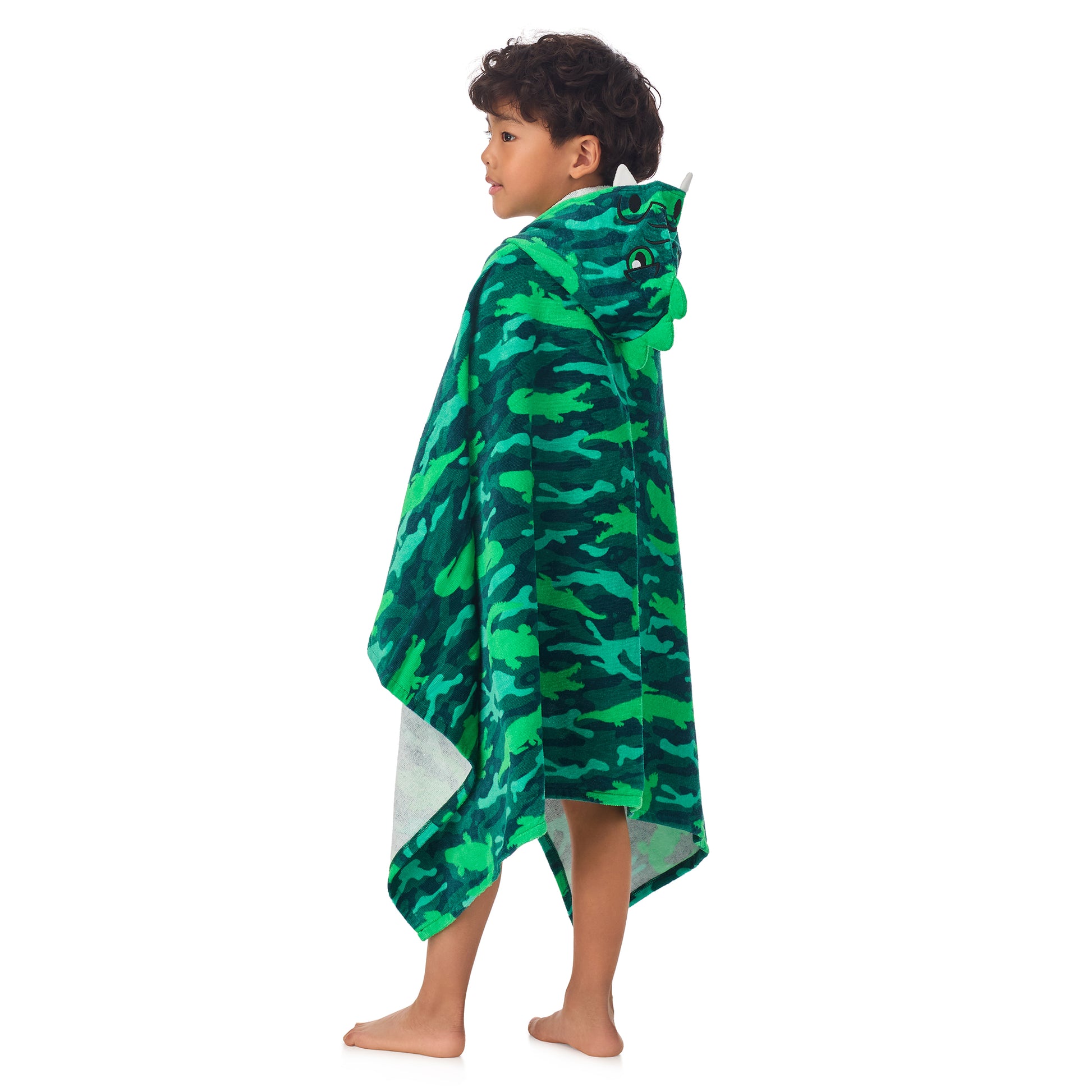 Gator Grove Green;@A boy wearing Character Hooded Towels in Gator Grove Green
