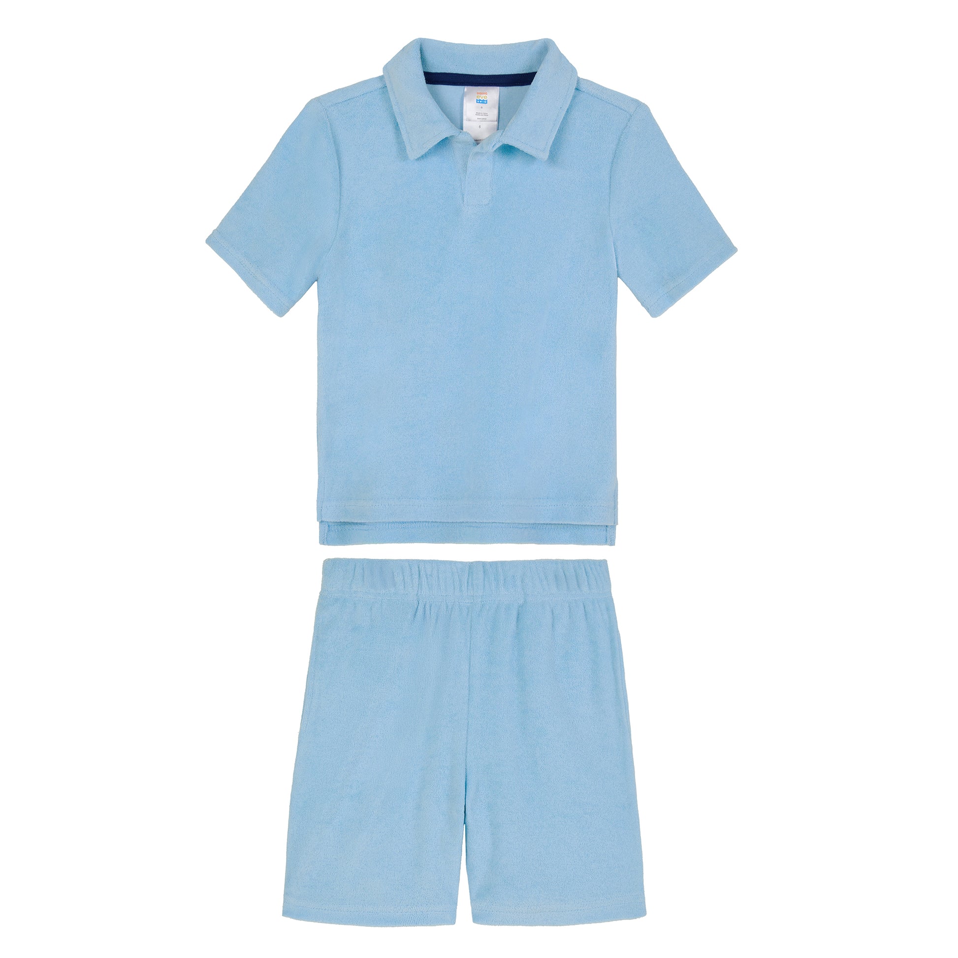 Malibu Tide;@A Boys' Terry Polo Short Set in Malibu Tide
