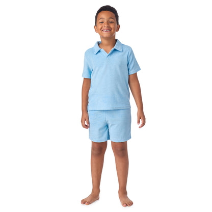Malibu Tide;@A Boys' Terry Polo Short Set in Malibu Tide