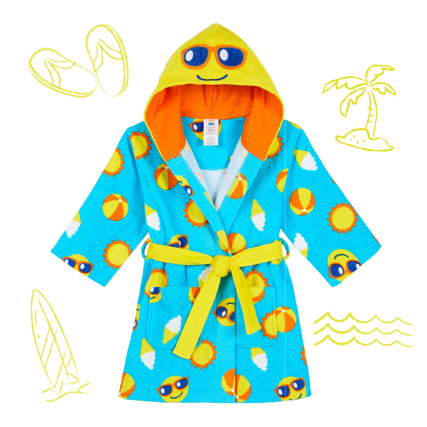 Smiley;@A Boys 3D Character Hood Cotton Terry Cover Up