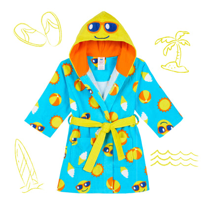 Smiley;@A Boys 3D Character Hood Cotton Terry Cover Up
