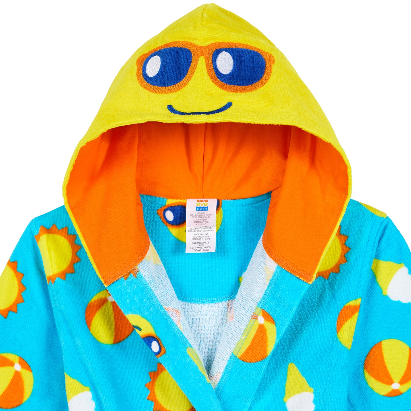 Smiley;@A Boys 3D Character Hood Cotton Terry Cover Up