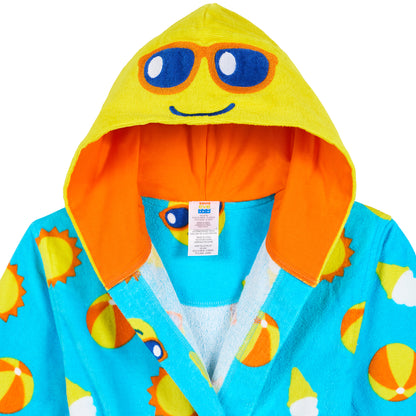 Smiley;@A Boys 3D Character Hood Cotton Terry Cover Up