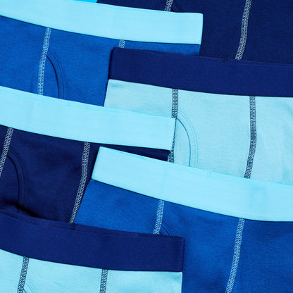 The Everyday Blues Pack;@A Boys Cotton Boxer Brief Underwear 6-Pack in The Everyday Blues Pack

