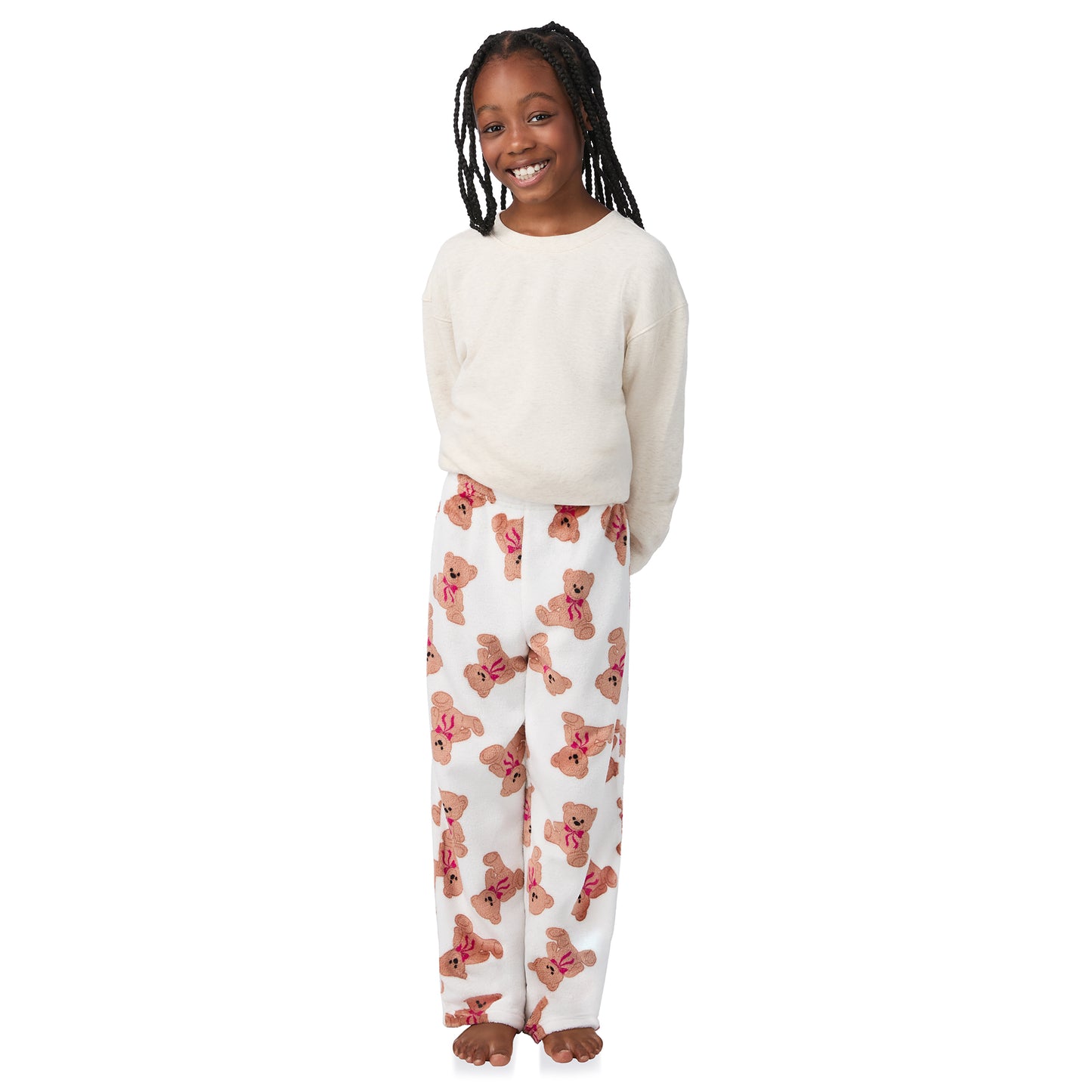 Bubblegum Bears;@A girl wearing 2 Pack Fuzzy Pj Pants  