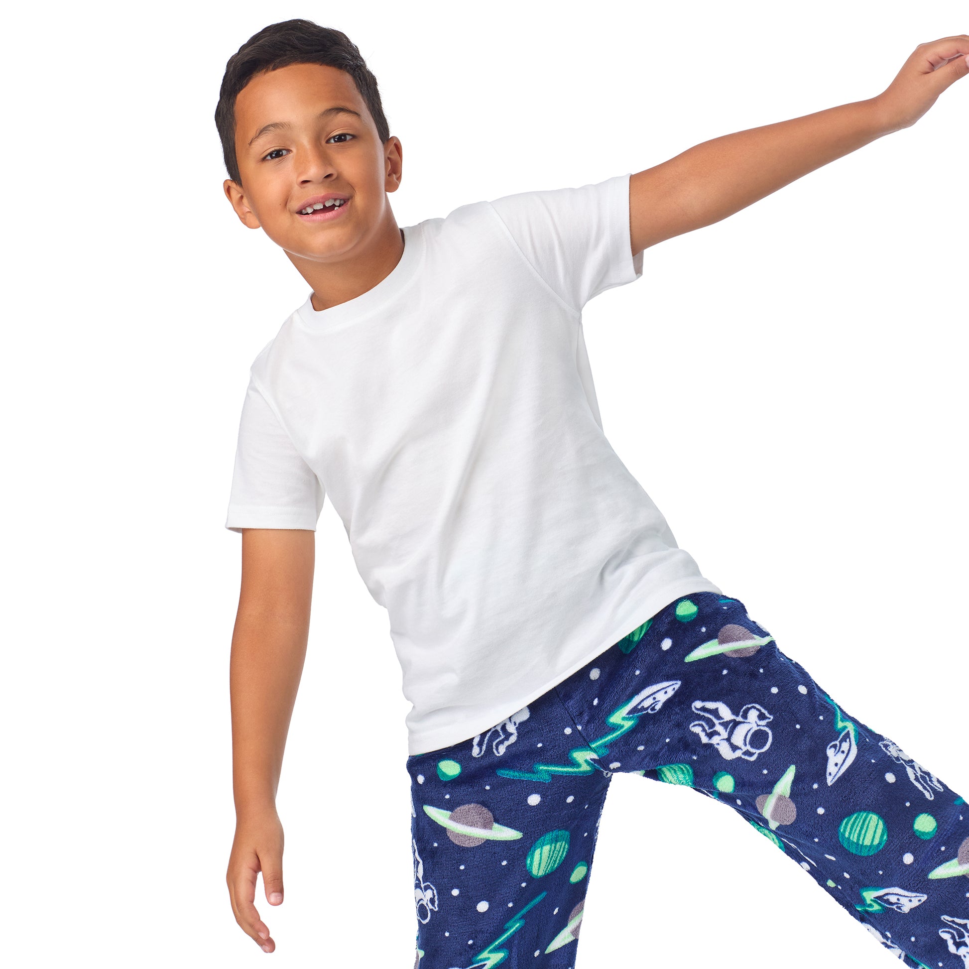Stargazer Silver;@A boy wearing 2 Pack Fuzzy PJ Pants