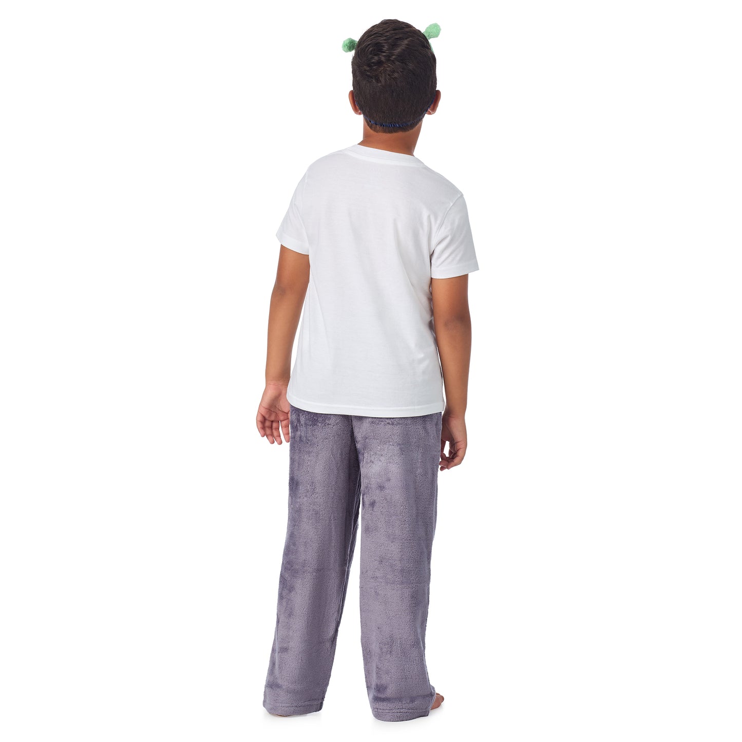 Stargazer Silver;@A boy wearing 2 Pack Fuzzy PJ Pants with Eye Mask