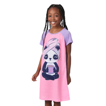 Treat Yourself;@A girl is wearing Treat your self Short Sleeve Nightgown