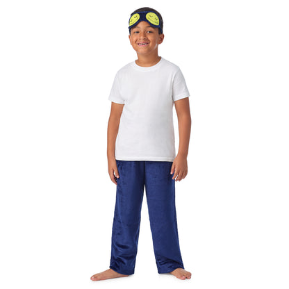 Midnight Mood;@A boy wearing 2 Pack Fuzzy PJ Pants with Eye Mask