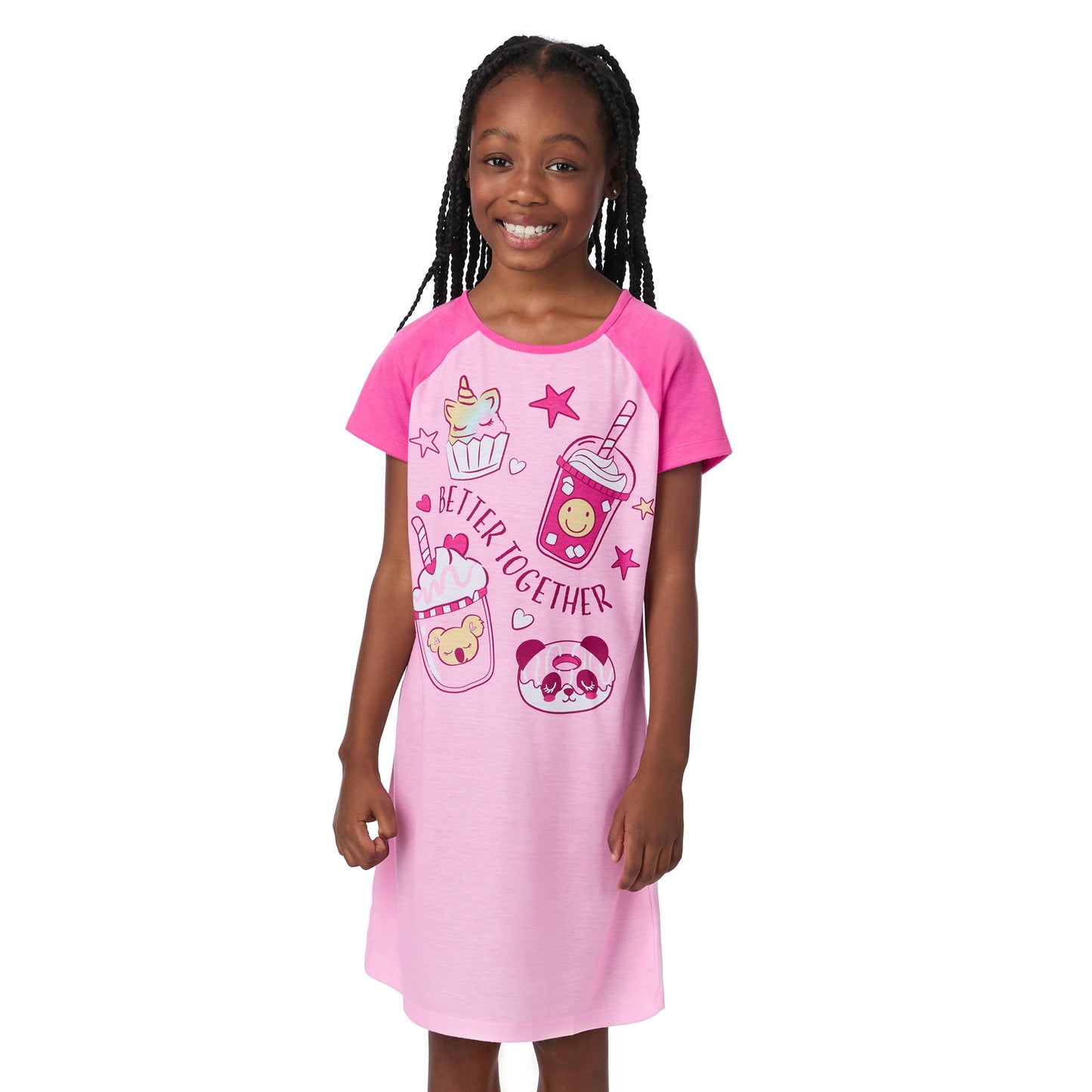 Treat Yourself;@A girl is wearing Treat your self Short Sleeve Nightgown
