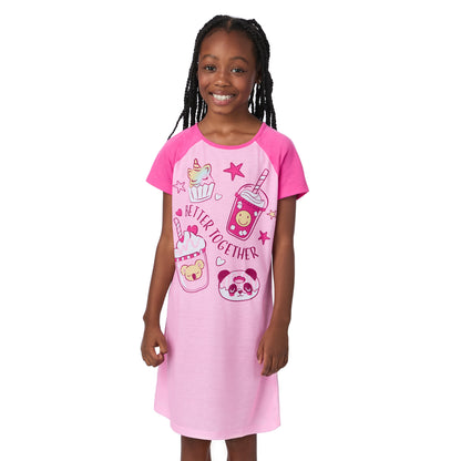 Treat Yourself;@A girl is wearing Treat your self Short Sleeve Nightgown