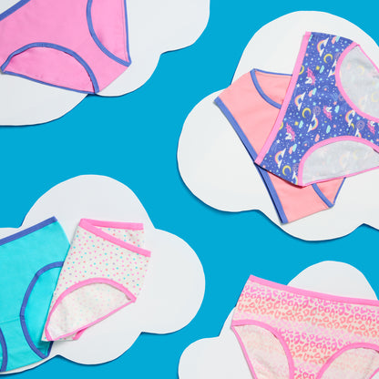 Rainbow Basics Pack;@A Girls Cotton Brief Underwear 6-Pack in Rainbow Basics Pack
