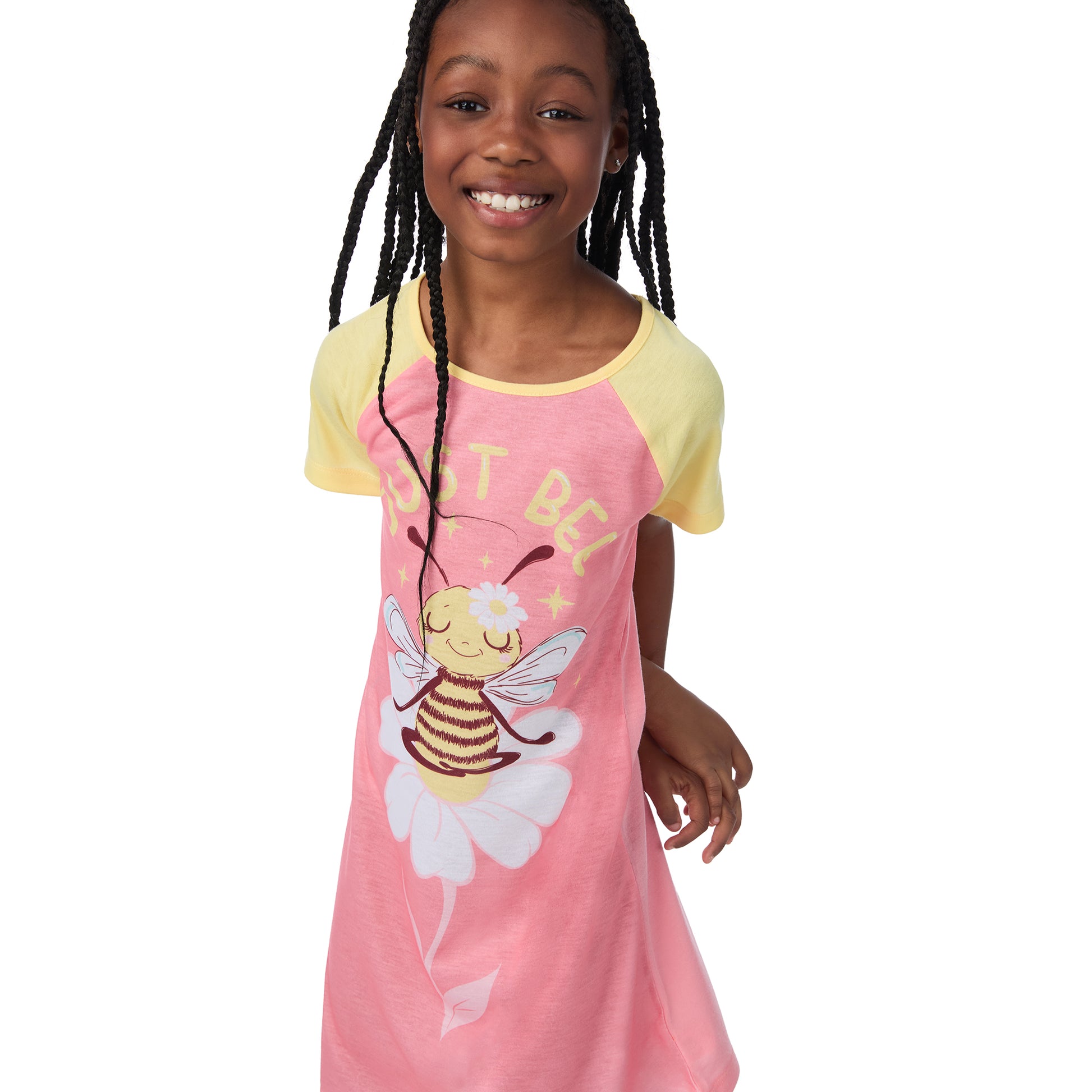 Snuggle Bug;@A girl is wearing Snuggle Bug Short Sleeve Nightgown