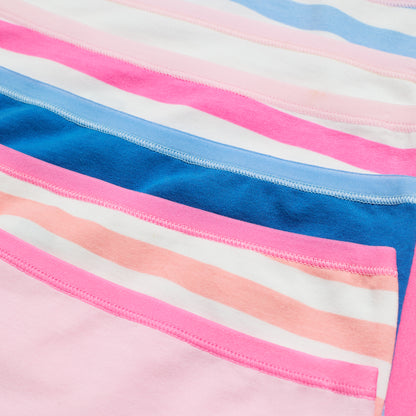 Sugar Stripe Pack;@A Girls Cotton Brief Underwear 6-Pack in Sugar Stripe Pack
