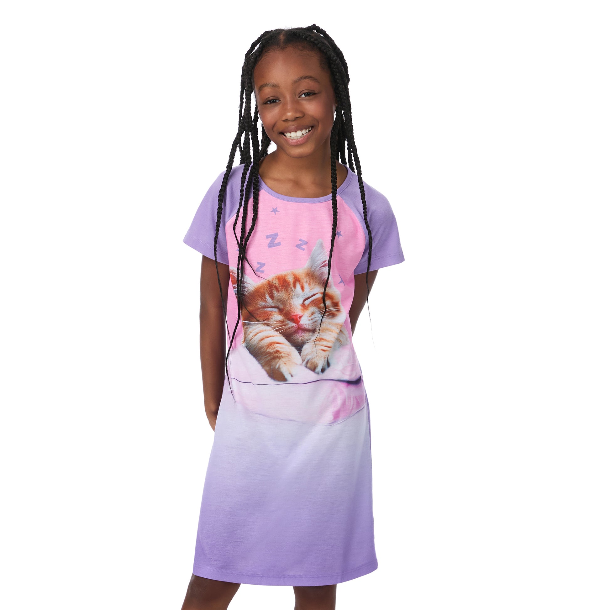 Snuggle Bug;@A girl is wearing Snuggle Bug Short Sleeve Nightgown