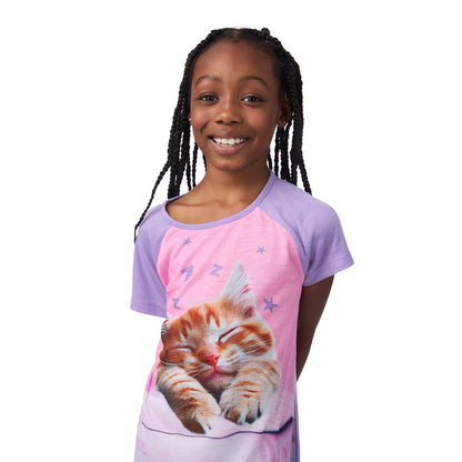 Snuggle Bug;@A girl is wearing Snuggle Bug Short Sleeve Nightgown