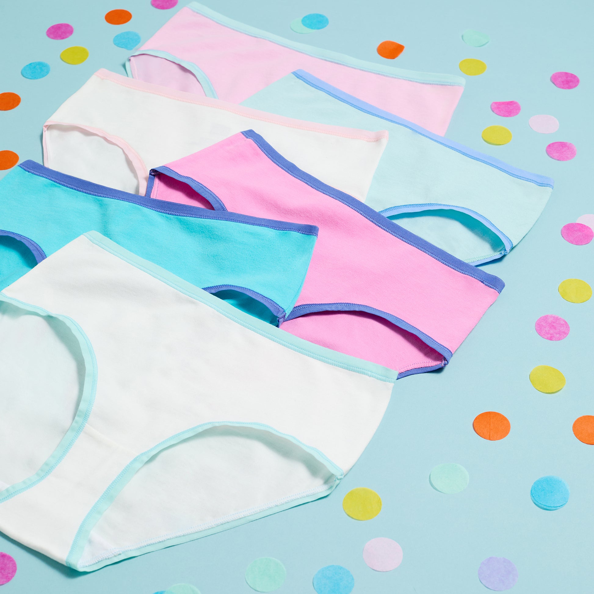 Rainbow Basics Pack;@A Girls Cotton Brief Underwear 6-Pack in Rainbow Basics Pack
