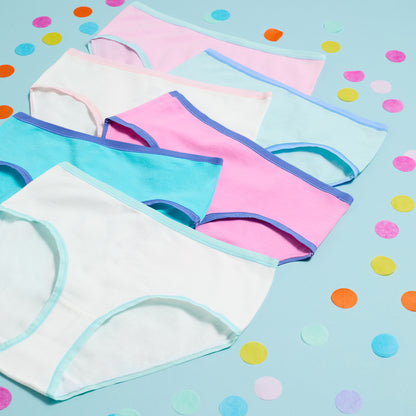 Rainbow Basics Pack;@A Girls Cotton Brief Underwear 6-Pack in Rainbow Basics Pack
