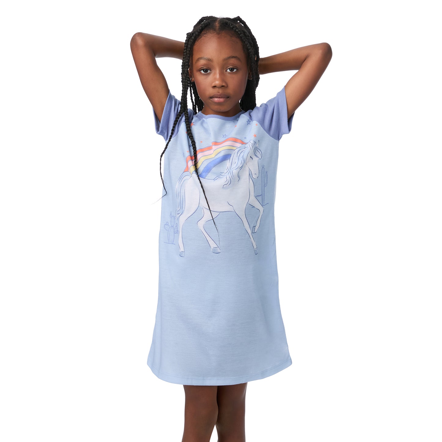 Simply Magical;@A girl is wearing Simply Magical Short Sleeve Nightgown