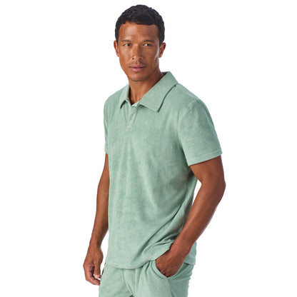 Savannah Moss;@A man wearing Terry Polo Short Set in Savannah Moss
