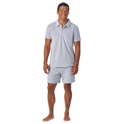 Stone Harbor Grey;@A man wearing Terry Polo Short Set in Stone Harbor Grey

