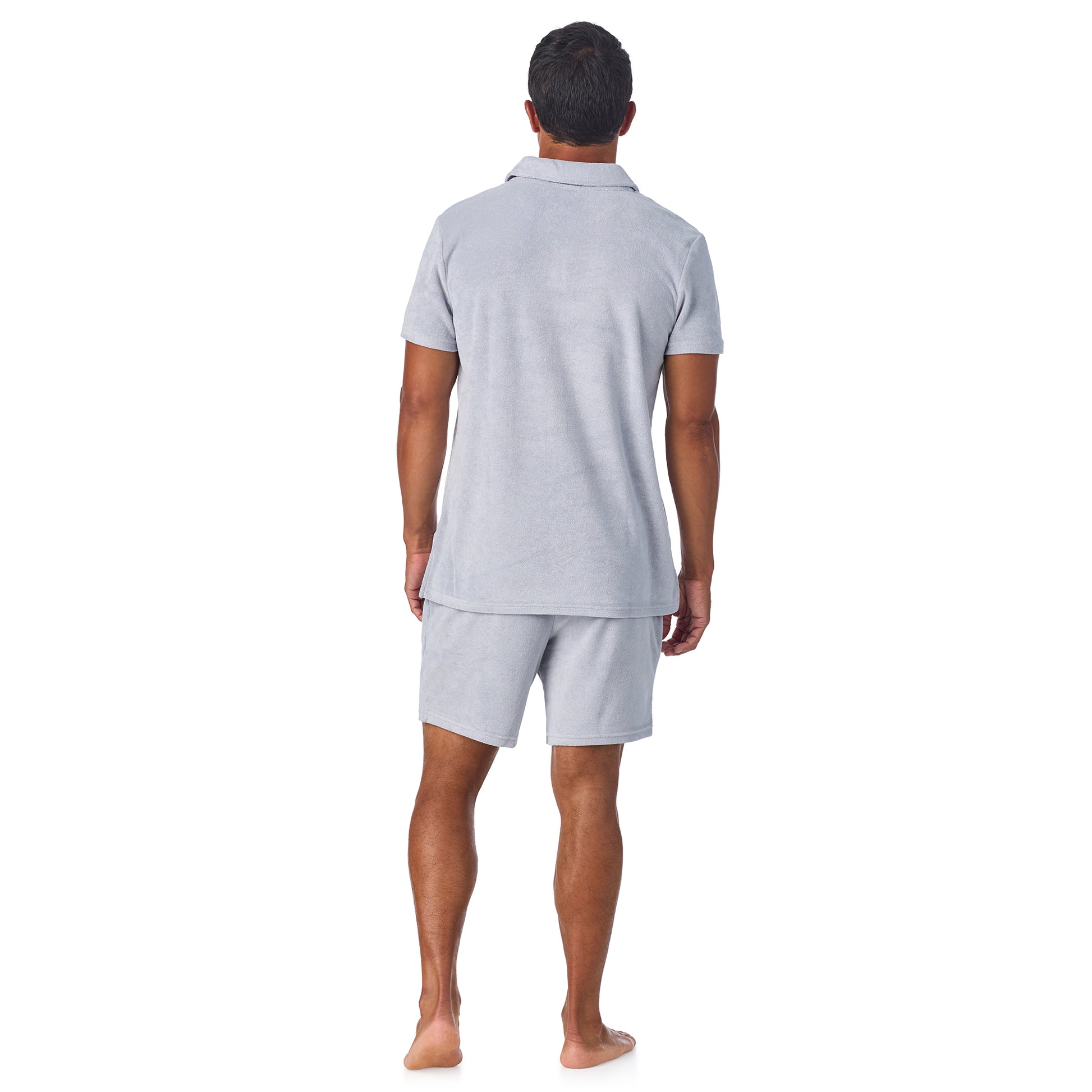 Stone Harbor Grey;@A man wearing Terry Polo Short Set in Stone Harbor Grey
