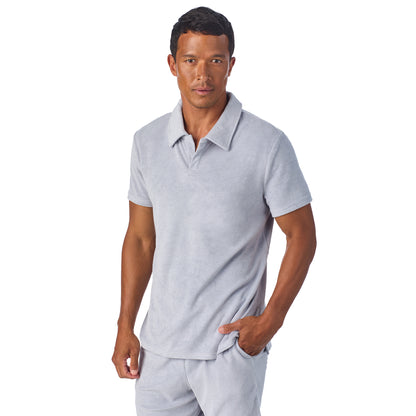 Stone Harbor Grey;@A man wearing Terry Polo Short Set in Stone Harbor Grey
