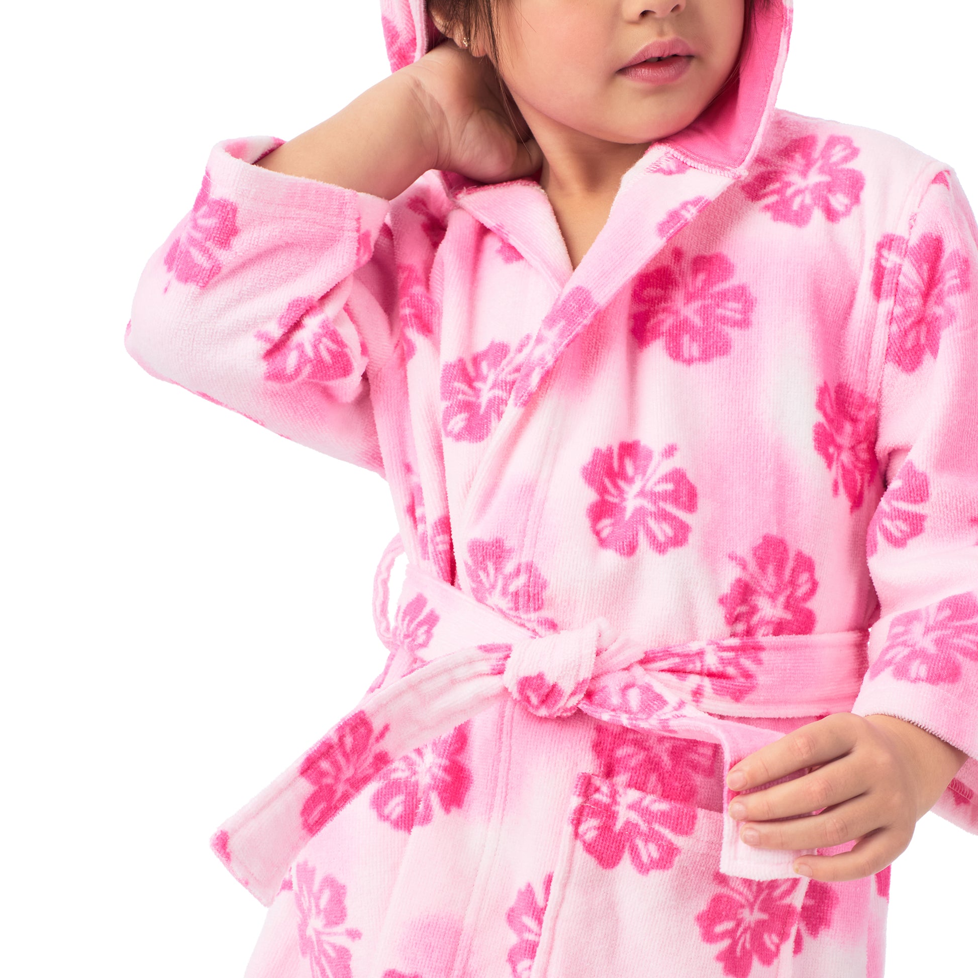 Hibiscus;@A girl wearing Girls 3D Character Hood Cotton Terry Cover Up