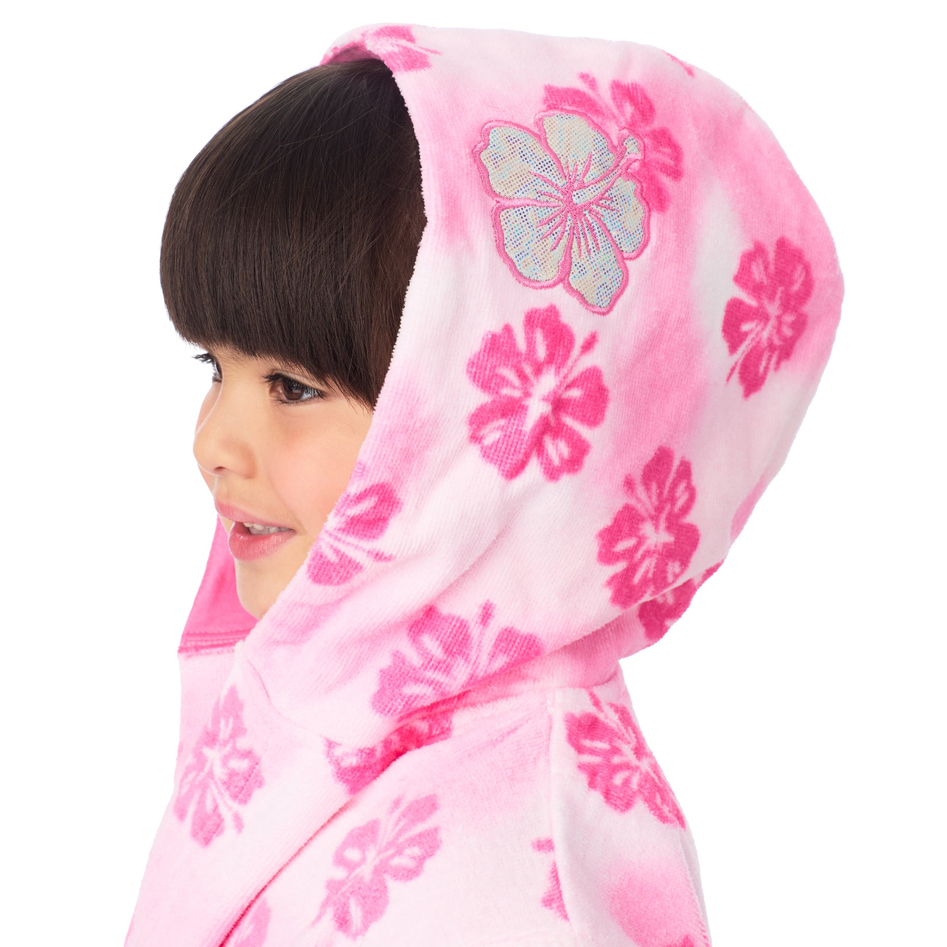Hibiscus;@A girl wearing Girls 3D Character Hood Cotton Terry Cover Up