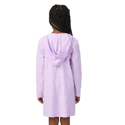 Beach Blossom Lavender;@A girl wearing Hooded Terry Cover Up Dress in Beach Blossom Lavender
