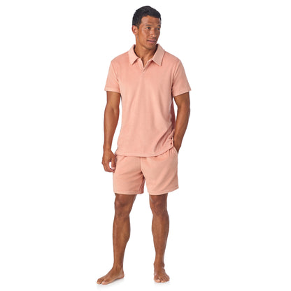 Georgia Peach;@A man wearing Terry Polo Short Set in Georgia Peach
