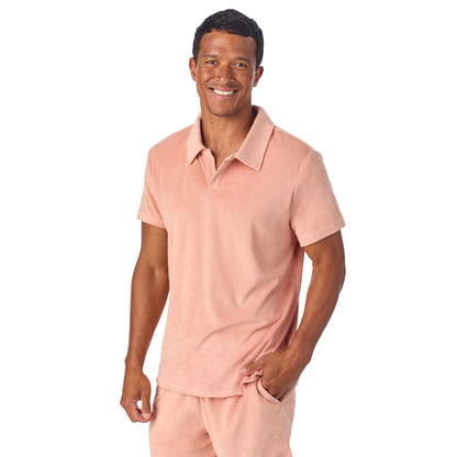 Georgia Peach;@A man wearing Terry Polo Short Set in Georgia Peach
