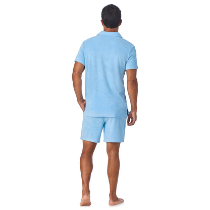 Malibu Tide;@A man wearing Terry Polo Short Set in Malibu Tide

