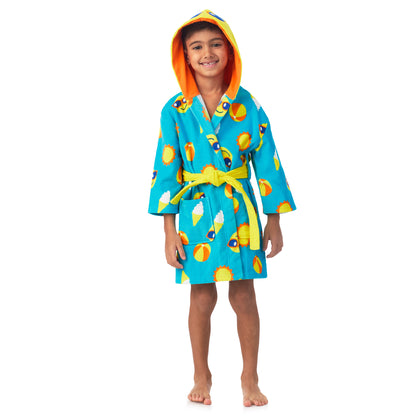 Smiley;@A boy wearing Boys 3D Character Hood Cotton Terry Cover Up