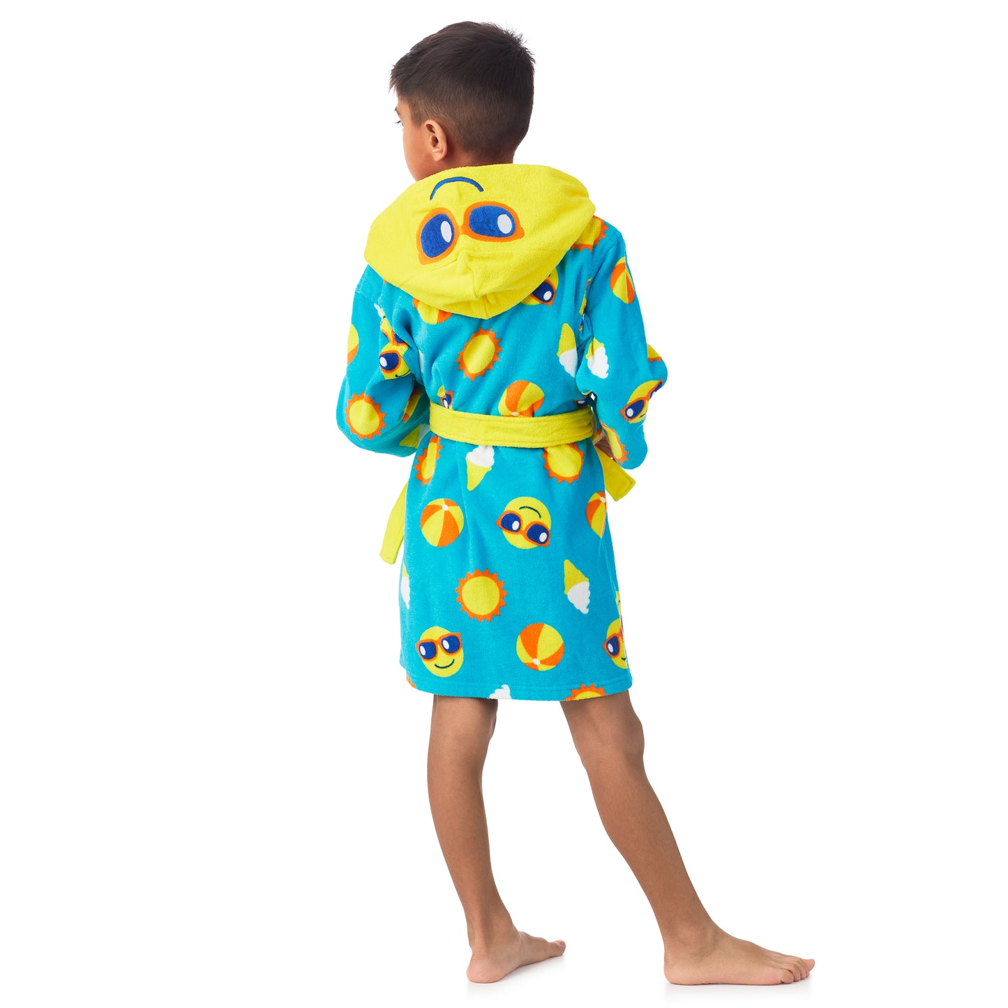 Smiley;@A boy wearing Boys 3D Character Hood Cotton Terry Cover Up