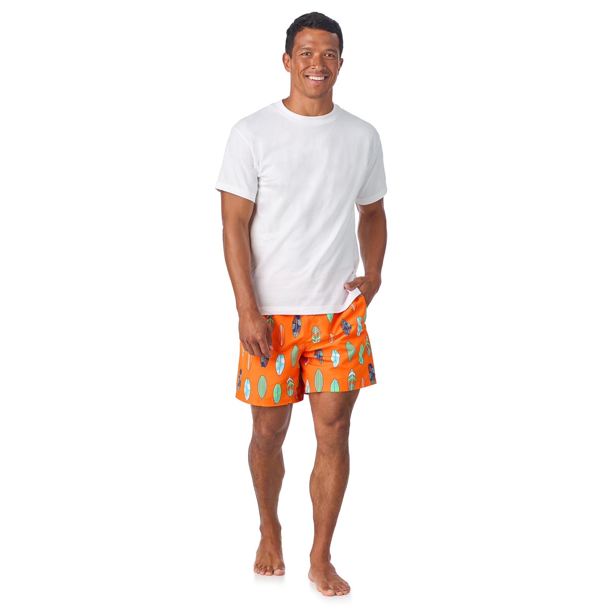Coastal Tangerine;@A man wearing Swim Trunk in Coastal Tangerine
