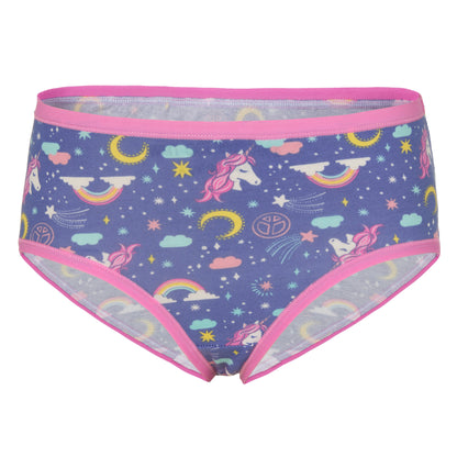 Midnight Unicorn Pack;@A Girls Cotton Brief Underwear 6-Pack in Midnight Unicorn Pack
