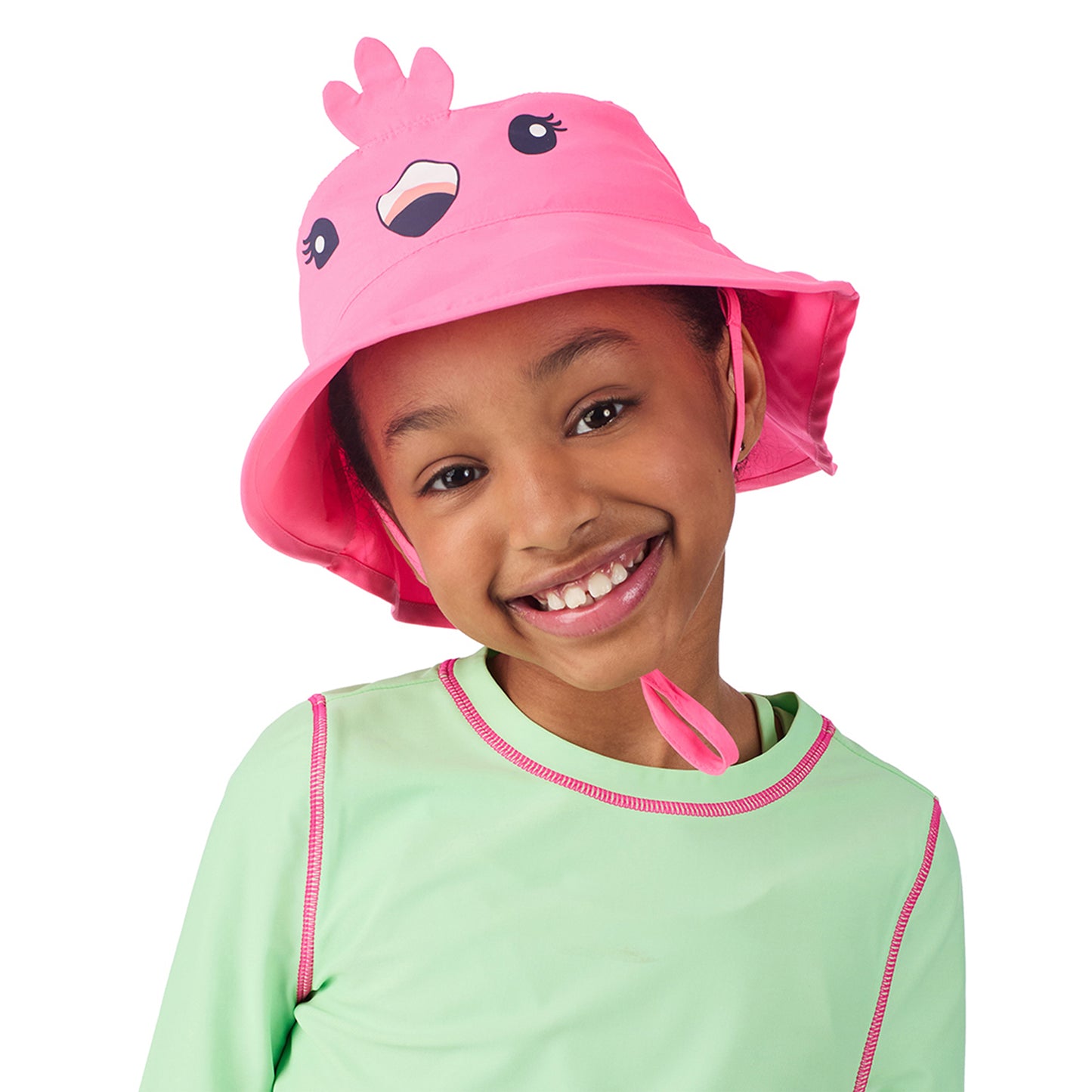 Freda The Flamingo;@A girl wearing UPF 50 Sun Hat in Freda the Flamingo