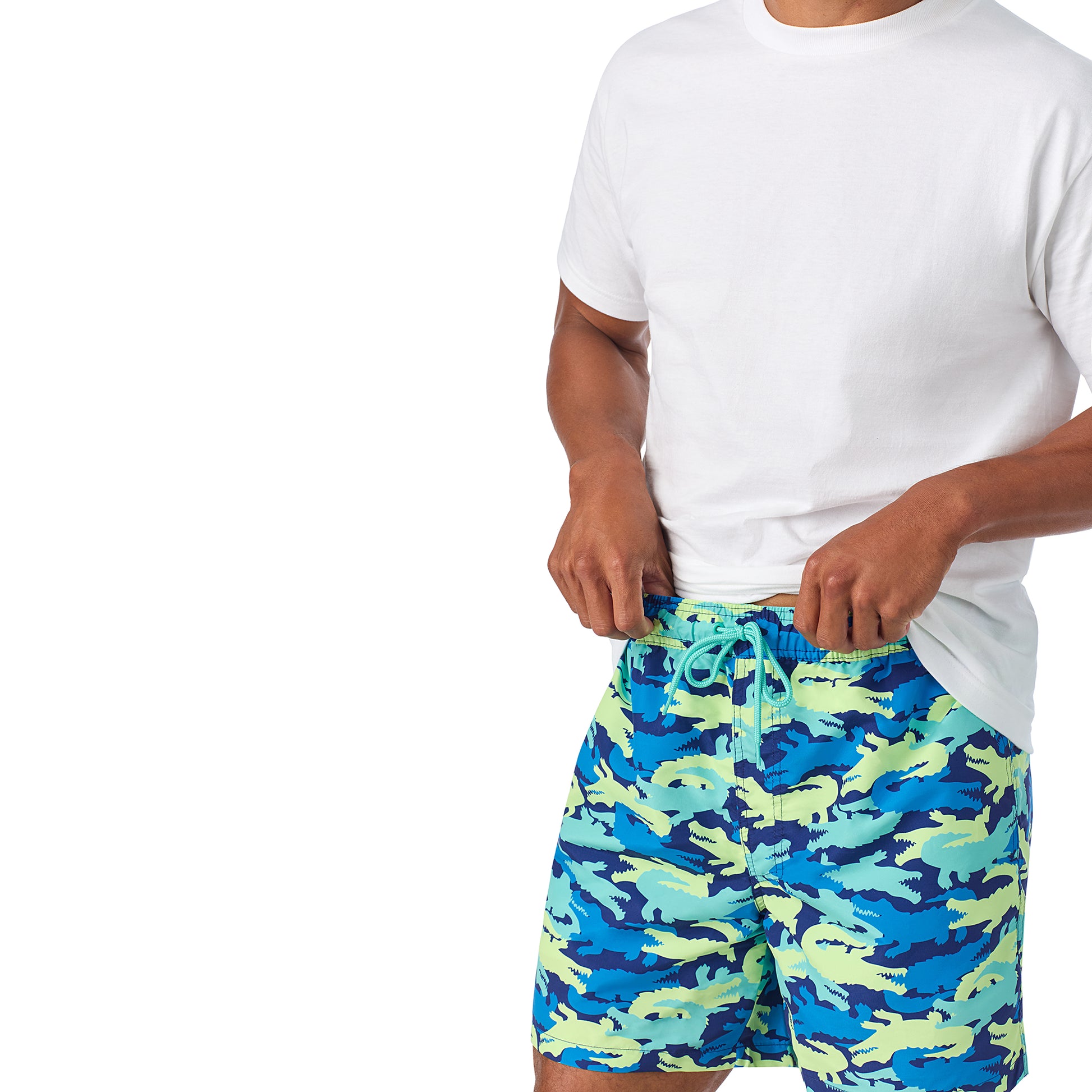 Gator Camo;@A man wearing Swim Trunk in Gator Camo

