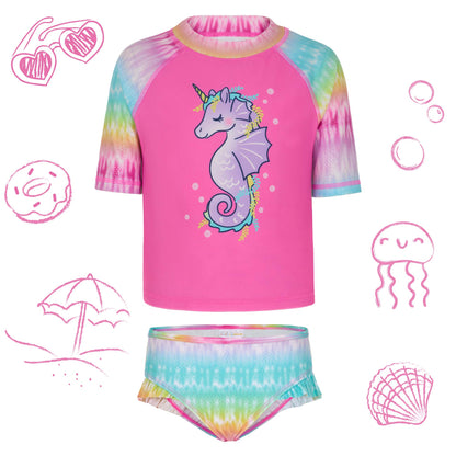 Girls Short Sleeve Rashguard Swim Set